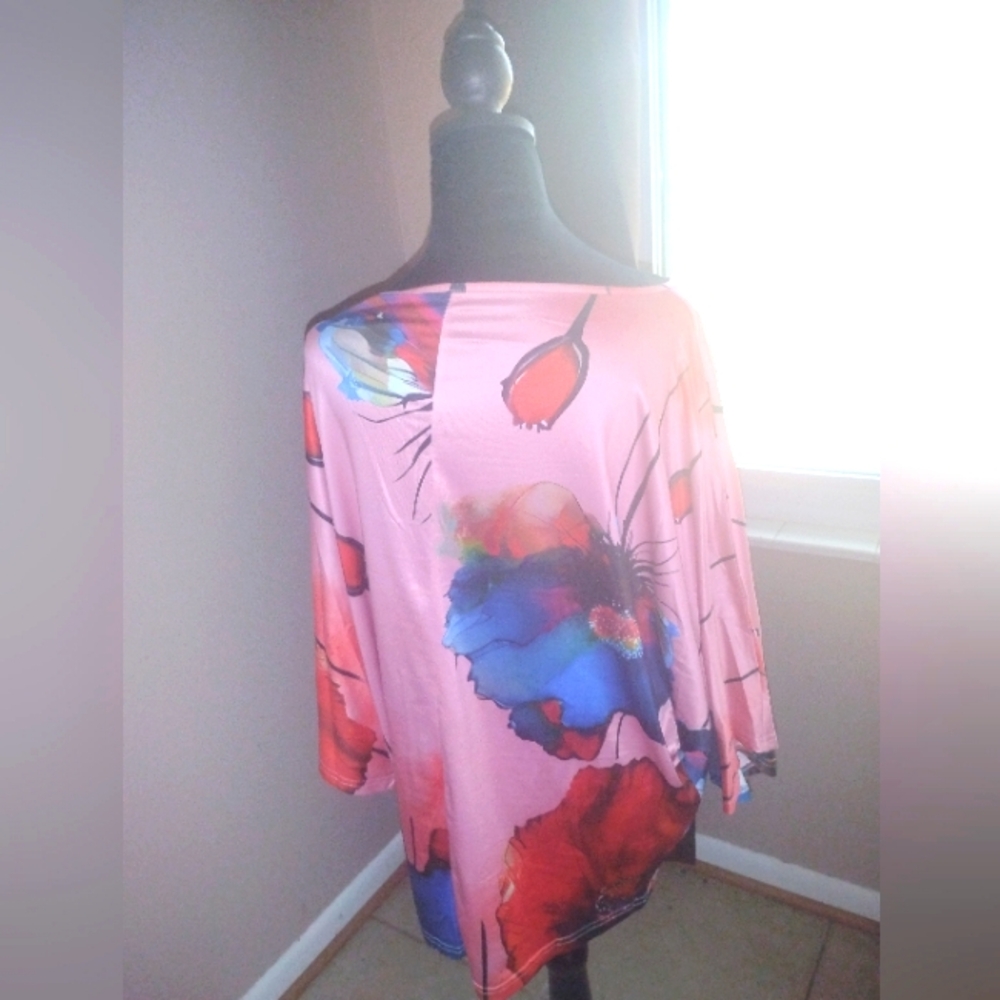 ๐ฉทโฅ๏ธ๐ NWOT Womens Floral Small Oversized Top Blouse Spring Summer Beach - Picture 2 of 3